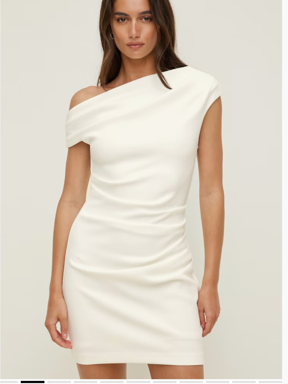Dynamite One-Shoulder Cream Mini Dress